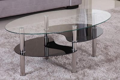 Salontafel Glas - Bijzettafel Woonkamer - Woonkamer Inrichten - 8mm Veiligheidsglas - 98 x 58 cm - Zwart