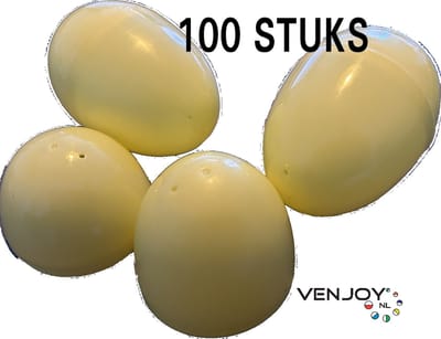 100 stuks Lege capsules geel leuk als uitdeelcadeautjes doopsuiker speelgoed ei paasei - paaseieren zoeken - 85 x 60 mm
