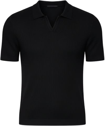 OMBRE Polo - Slim Fit - Viscose - Korte Mouw Zwart S