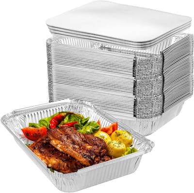 50 Stuks Aluminium Grillkommen, 1150 ml Deksels, Ideaal voor Bakken, Roosteren en Koken