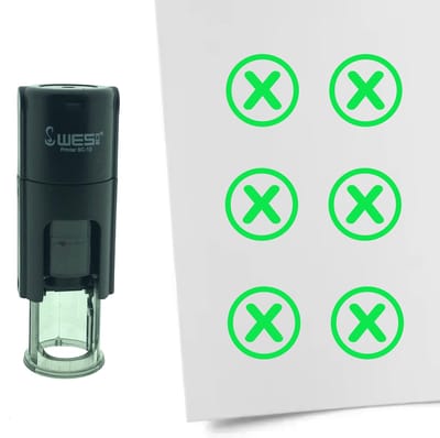CombiCraft Stempel Checkbox met Kruisje 10mm rond - Groene inkt