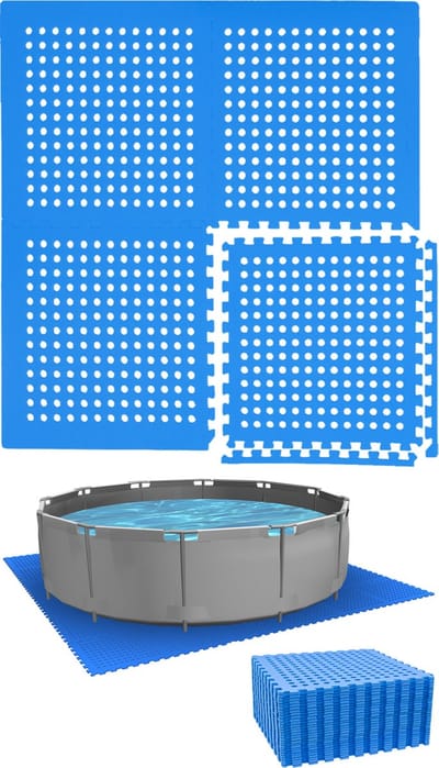 28 Grote Matten - Ondervloer voor Zwembad van 244 cm - 62x62 Poolmat met Rand Zwembadonderlaag