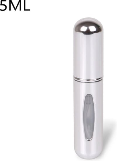 Parfum Flesje - Hervulbaar - Handig Navulbaar parfumflesje - 5 ML - Parfumverstuiver Handtas - Mini parfumflesje - Festival - Zilver