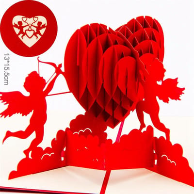 3D wenskaart - Cupido valentijnskaart liefde pop-up wenskaart