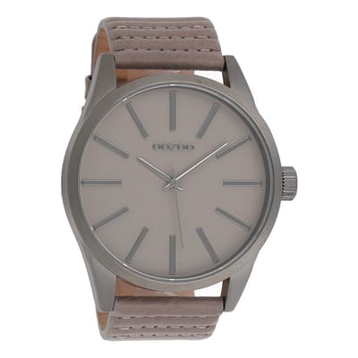 OOZOO Timepieces - Titanium horloge met taupe leren band - C9411