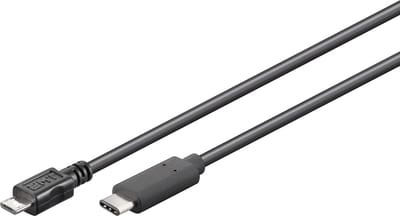 Transmedia USB-C naar USB Micro B kabel - USB2.0 / zwart - 1,8 meter