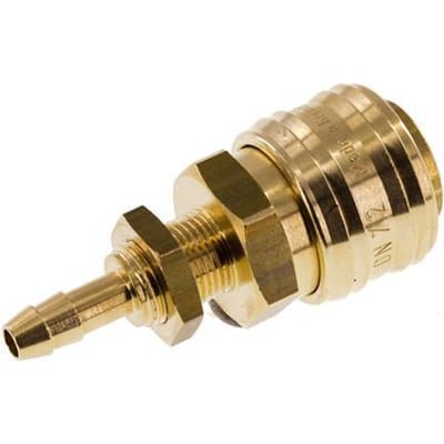 Messing DN 7.2 (Euro) Luchtkoppeling Snelkoppeling 6 mm Slangpilaar Schotkoppeling