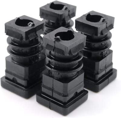 Allecto - Schroefdraadstop - Vierkante buisstoppen - Hoogwaardig en robuust - Zwart - M10 binnendraad - Geschikt voor 20 x 20 mm buizen - 4 stuks