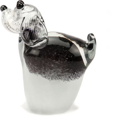 Urnencenter Kristalglas Mini Urn Hond Staand - Zwart/Wit - Urn voor as - Gedenkartikel