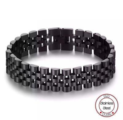Jubilee Stijl Armband | Horlogeband Stijl | Zwart | Armband Mannen | Staal | 15mm | Cadeau voor Man | Pin Remover