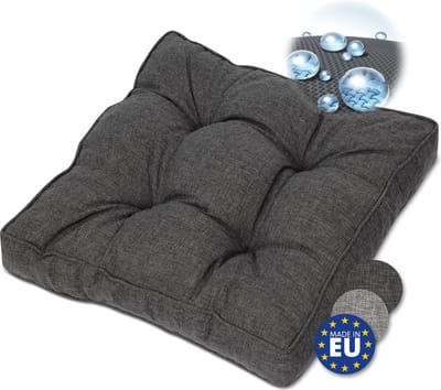 Beautissu BeauFlair – Outdoor Lounge Zitkussen 50x50cm – Tuinkussen 10cm dik – Hoes Vuil & Waterafstotend – Antraciet