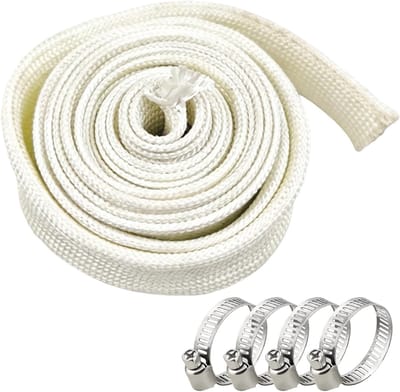Hittebestendige uitlaatslang van 25 mm x 300 cm met 4 klemmen, ideaal voor noodgeneratoren en staande heaters, glasvezelslang voor optimale bescherming