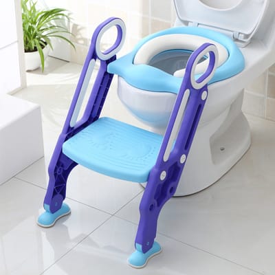 PIPIPOXER Toiletverkleiner- Potje Peuter - Met Trapje - Toilettrainer met Opstapje - Opvouwbaar - Blauw + Paars