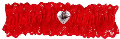 Kousenband grote maat - rood met kant en strass hartje