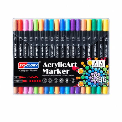 Acrylmarkerset - 36 kleuren - Zachte punt - Voor DIY, inkleuren en tekenen - PET-verpakking