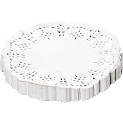 150 stuks Witte Kant Ronde Papieren Onderzetters Wegwerp Holle Bloem Olie Absorberend Papier voor Gefrituurd Voedsel