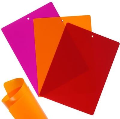 Orion Serie - Flexibele Snijplankenset - 38x28 cm - 3 stuks - Kleuren: Rood, Oranje, Roze