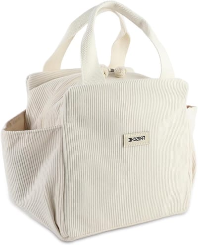 Lunchtas voor Vrouwen, 12L Koeltas met Grote Capaciteit, Zijvakken voor Paraplu's, Waterflessen en Mobiele Telefoons - Ideaal voor Picknicks, Werk en School (Beige)