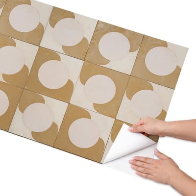 Coloray Meubel Wrap Folie - Romig Meubelfolie - 65x130 cm - Wrapfolie Keuken Mosterdvormen - Decoratiefolie - Geometrische Meubelfolie - Meubel Wrap Folie - Woonkamer decoratie - Geometrie