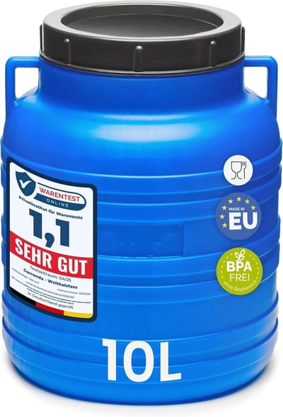 Regenton met deksel - Water vat - Tuinieren Water Opslag - Voedselveilig HDPE - 10 liter - Zwart