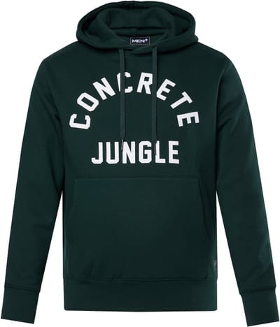 Men Plus - Heren - Hoodie borstprint kangoeroezakken - Dennengroen - Maat 3XL