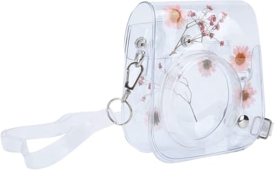 Beschermende en Draagbare Camera Case voor Mini 11, 9 en 8, Transparante PVC Opbergtas met Verstelbare Schouderband in Roze, Ideaal voor Fotografie en Reizen