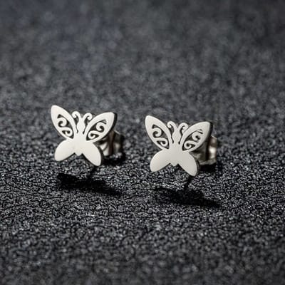 WeLoveSilver - oorstekers - vlinder - chirurgisch staal - zilver - 7x6x3