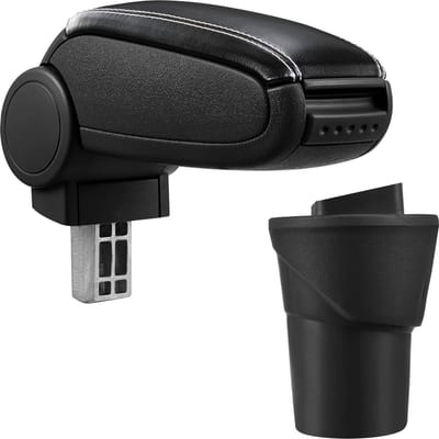 Armsteun Nissan Micra K13 vf 2010 kunstleer zwart wit stiksel