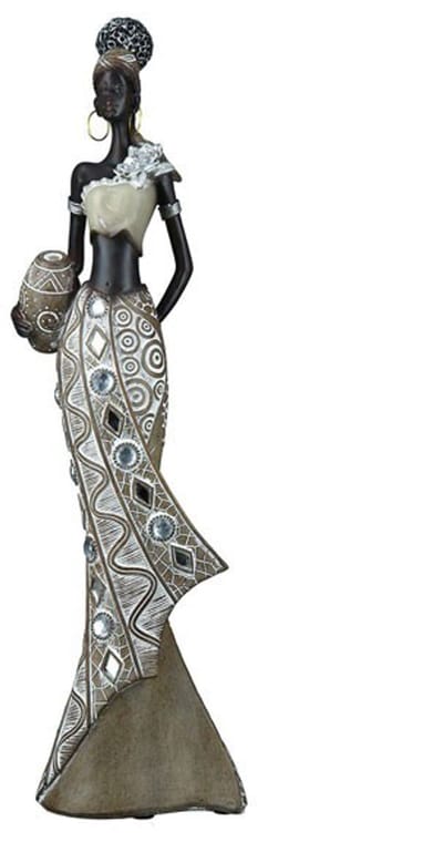 Afrikaanse dame / vrouw met kruik - Burundi - staand - polyresin - 38 cm hoog - beeld - sculptuur