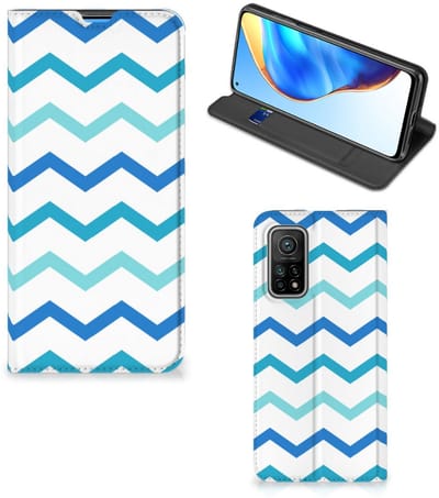 Xiaomi Mi 10T | 10T Pro Hoesje met Magneet Zigzag Blauw