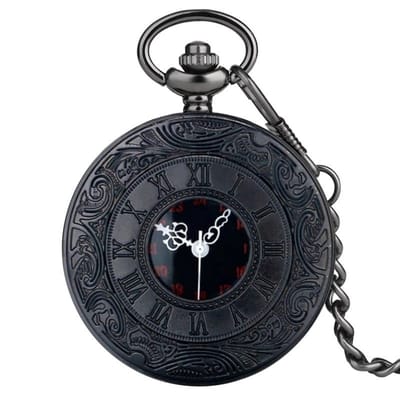 Fako - Zakhorloge - Pocket Watch - XXL - Quartz Open Classic - 47mm - Zwart