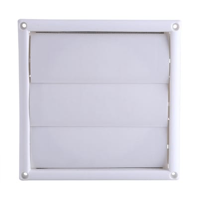 Dailygoods- Ventilatierooster Wit - Kunststof - 3 Kleppen - Vliegenscherm - Wandkanaal - Afmetingen 20 x 20 cm - Luchtrooster