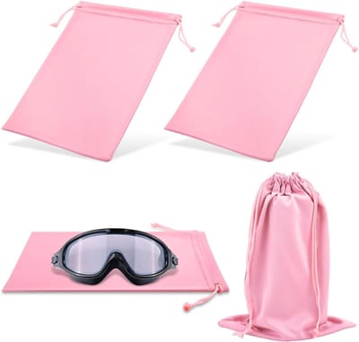 Set van 4 Microfiber Ski Goggles Tassen - 27x18cm Trekkoord Pouch voor Snow Goggles, Zonnebrillen en Camera Lenzen, Ideaal voor Brilaccessoires en Bescherming