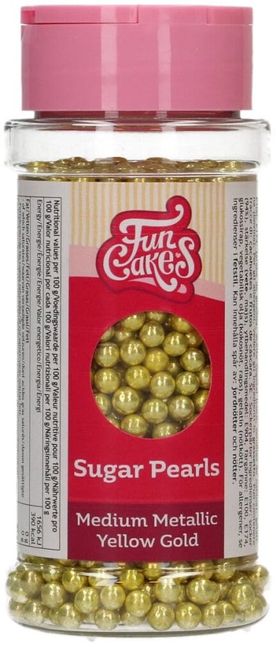 FunCakes Suikerparels - Medium - Metallic Goud - 80g - Smaakstof voor Taarten - Eetbare Taartdecoratie