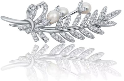 N3 Collecties 925 Sterling zilveren blad kristal broche voor vrouwen