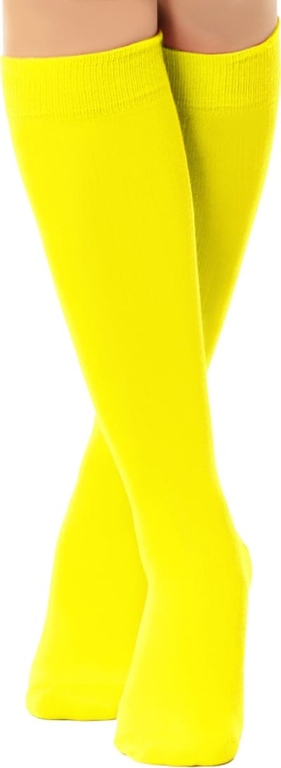 Partychimp Kniekousen Dames Carnaval Carnavalskleding Dames Carnaval Accessoires Verkleedkleren Volwassenen - Neon Geel - Katoen/Polyamide/Elastaan - One-Size