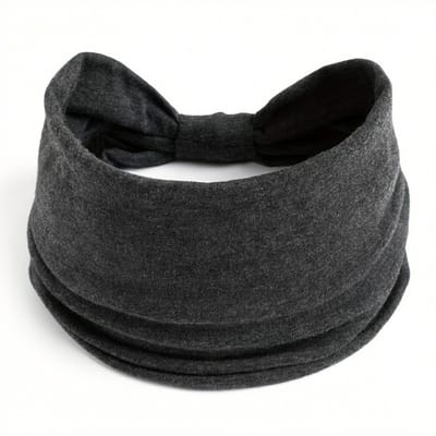 Donkergrijze elastische haarband dames en heren – brede stoffen haarband – rekbare sport en yoga haarband – unisex haar accessoire