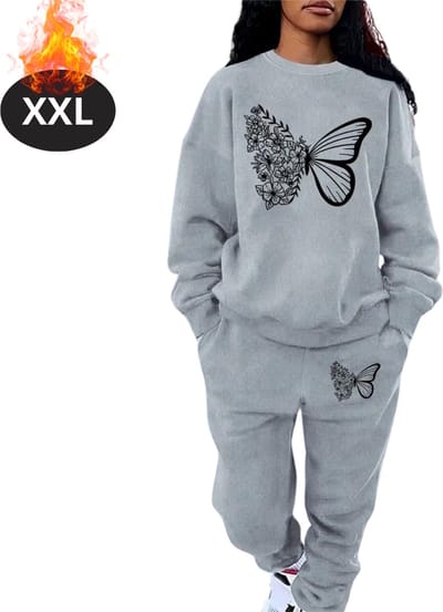 Nivard Joggingpak - Huispak - Volwassenen - Trainingspak - Comfortabel - Joggingsbroek - Tracksuit - Dames - Winter - Grijs - XXL