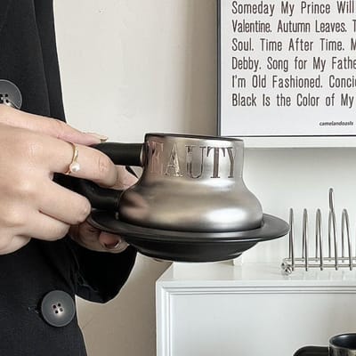 Creatieve Keramische Kopjes Hoge Uitstraling Mokken Koffiekopjes Eén Kop Eén Schot Melk Schattige Keramische Kopjes Waterkopjes 200ML gray