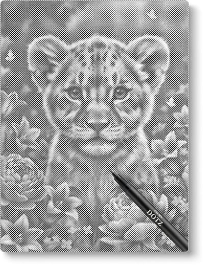Leeuwtje met Bloemen | Dot painting | 30x40cm | Dot painting | Oh My Dotz | Dots stippen | Diamond painting & Schilderen op nummer alternatief | Happy hobby