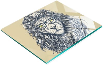 Duurzame en stijlvolle glazen snijplank met hip leeuwenpatroon 60x52 cm