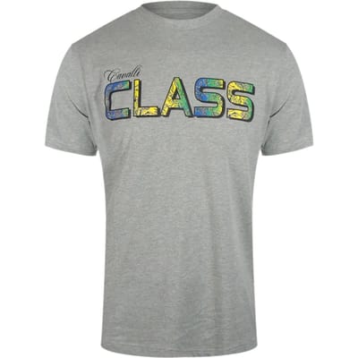 Cavalli Class Levendig Bloemenlogo Grijs T-shirt