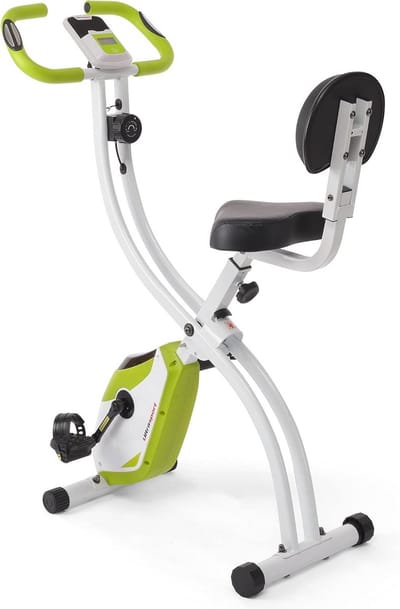 Opvouwbare Hometrainer - Fitnessbike - Cardiotraining Thuis - 8 Weerstandsniveaus - Tot 110 kg - Groen/Wit