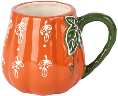 Dekoratief | Mok pompoen, oranje/groen, keramiek, 14x11x10cm | A255841