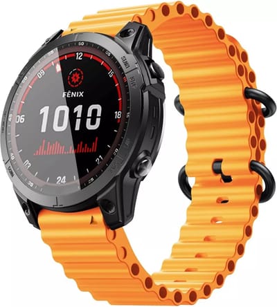 Strap-it Ocean siliconen bandje - geschikt voor Garmin Fenix 5 (Plus) / Fenix 6 (Pro) / Fenix 7 (Pro - Sapphire - Solar) / Fenix 8 - 47mm / Quatix 5 - 6 - 7 / Epix Gen 2 - 47mm / Forerunner 745 / 935 / 945 / 955 / 965 (oranje)