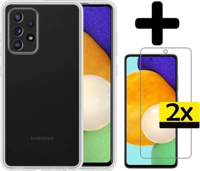 Hoesje - Met 2x Screenprotector - Geschikt voor Samsung Galaxy A52 - Sterk & Shockproof - Back Cover - Siliconen Case - Telefoon Hoes - Telefoonhoesjes - Transparant