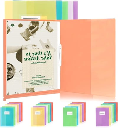 Set van 24 A4 Plastic Mappen met Naamlabel, Kleurige en Duurzame Opbergoplossingen voor School en Kantoor, Transparante Mappen voor Organisatie