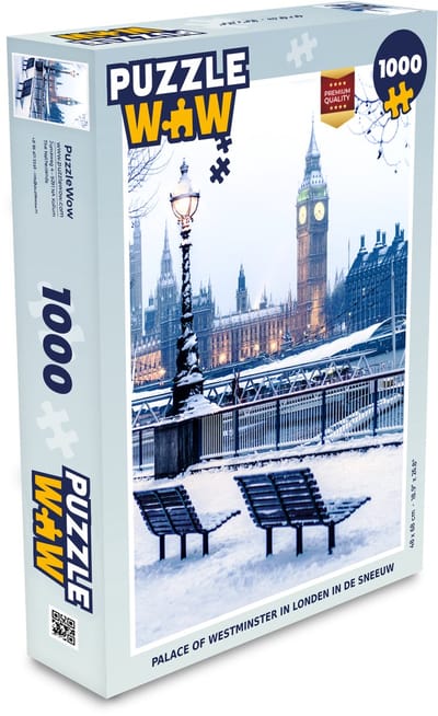 Puzzel Palace of Westminster in Londen in de sneeuw - Legpuzzel - Puzzel 1000 stukjes volwassenen