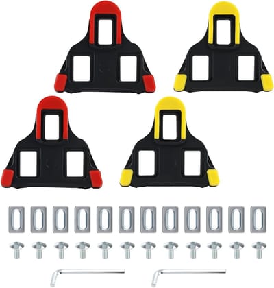 Krachtige Pedalen met Antislip Ontwerp voor Racefietsen, MTB en Indoor Fietsen - SPD en SPD SL Compatibele Cleats in Rood/Geel
