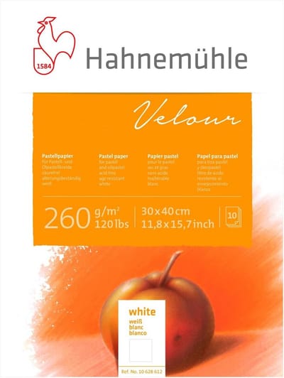 Velours Papie Blok Wit Zacht Oppervlak 260 g/m² 30x40 cm - 10 Vel